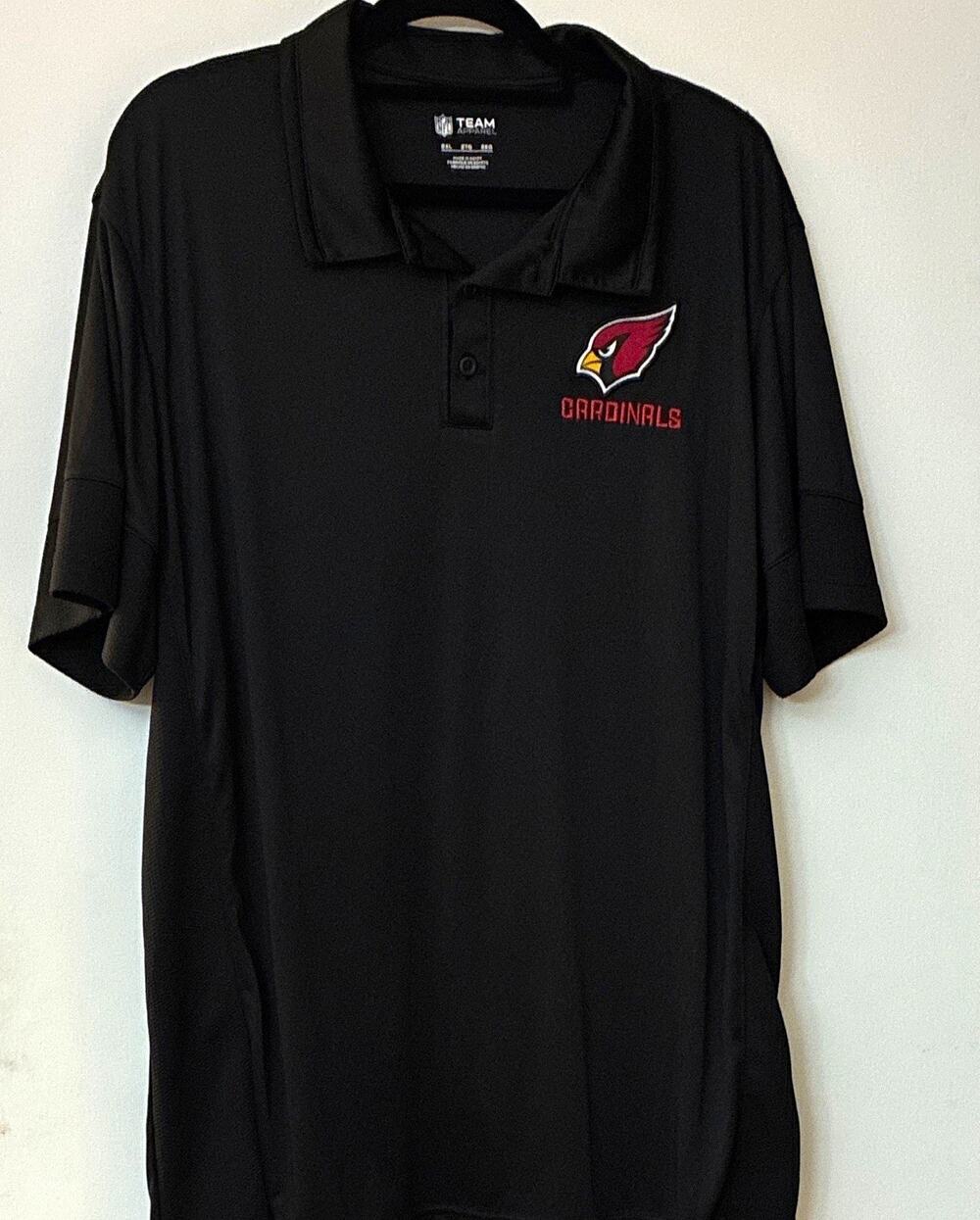 NFL Team Apparel Arizona Cardinals Black Polo Shirt Mens 2XL Golf Activewear